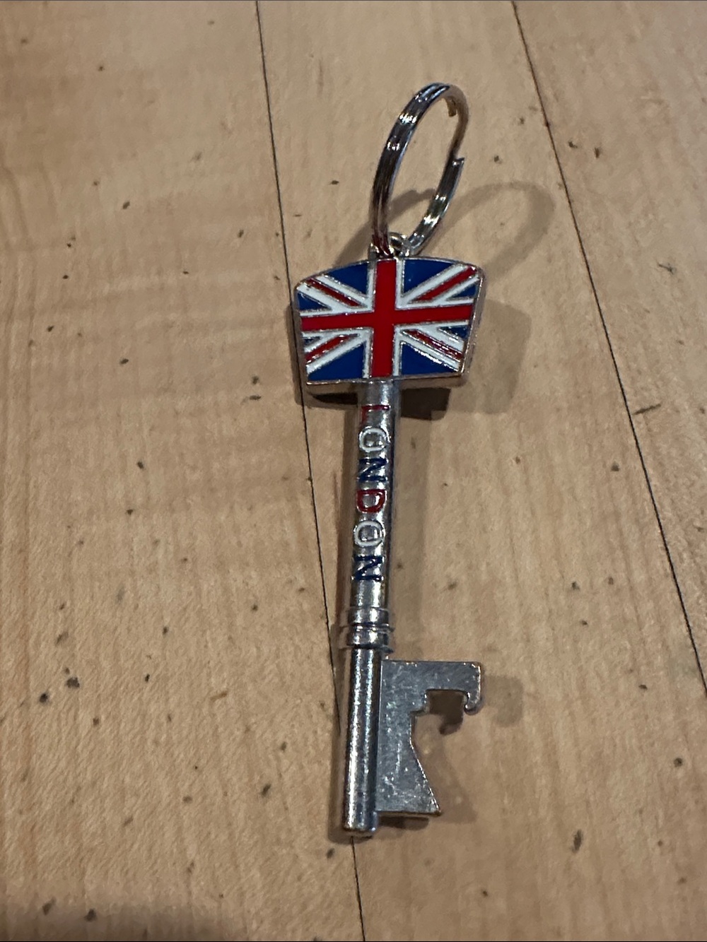 London Key Charm Pendant - Silver Tone with Red & Blue Enamel